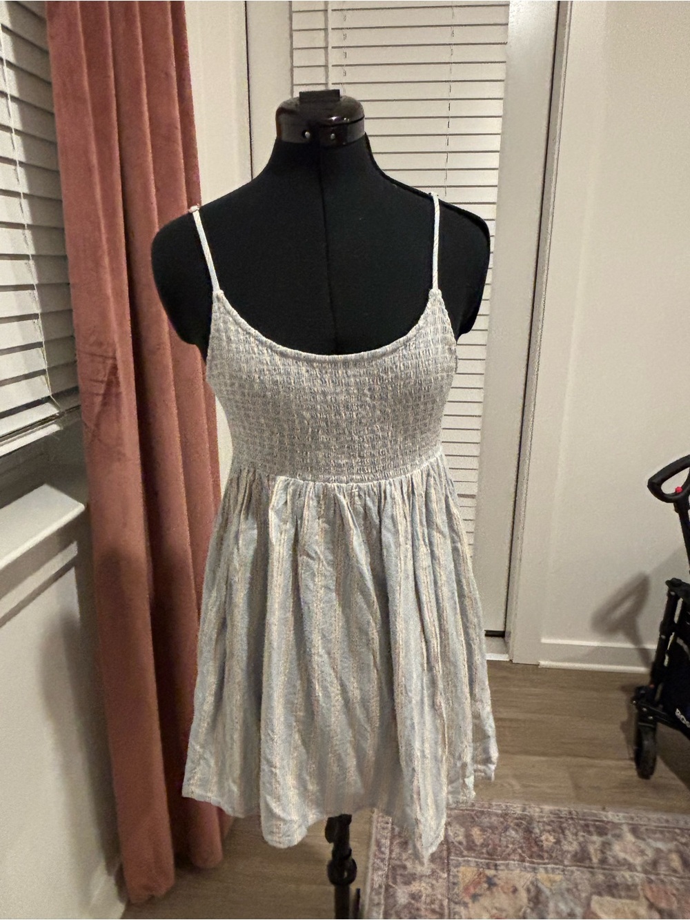 saltwater LUXE Blue and White Smocked Mini Dress